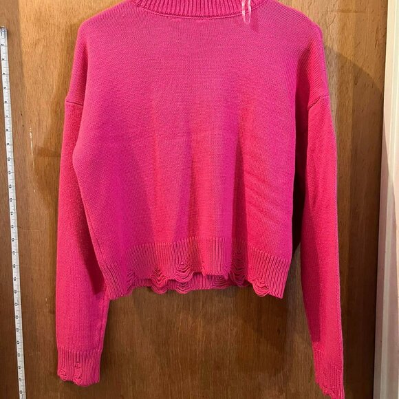 🐻Size L(11-13) - NOBO - Pink Distressed Sweater w/Skull Design - Picture 7 of 8
